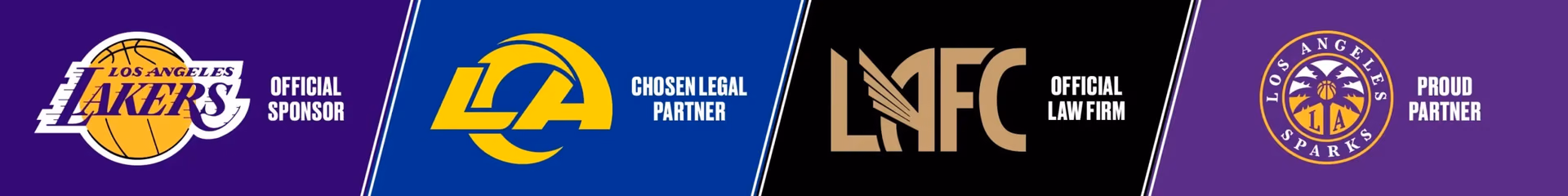 Patrocinador Oficial de Los Angeles Lakers, Socio Legal de los Rams, Bufete Oficial de LAFC y Socio Orgulloso de Los Angeles Sparks